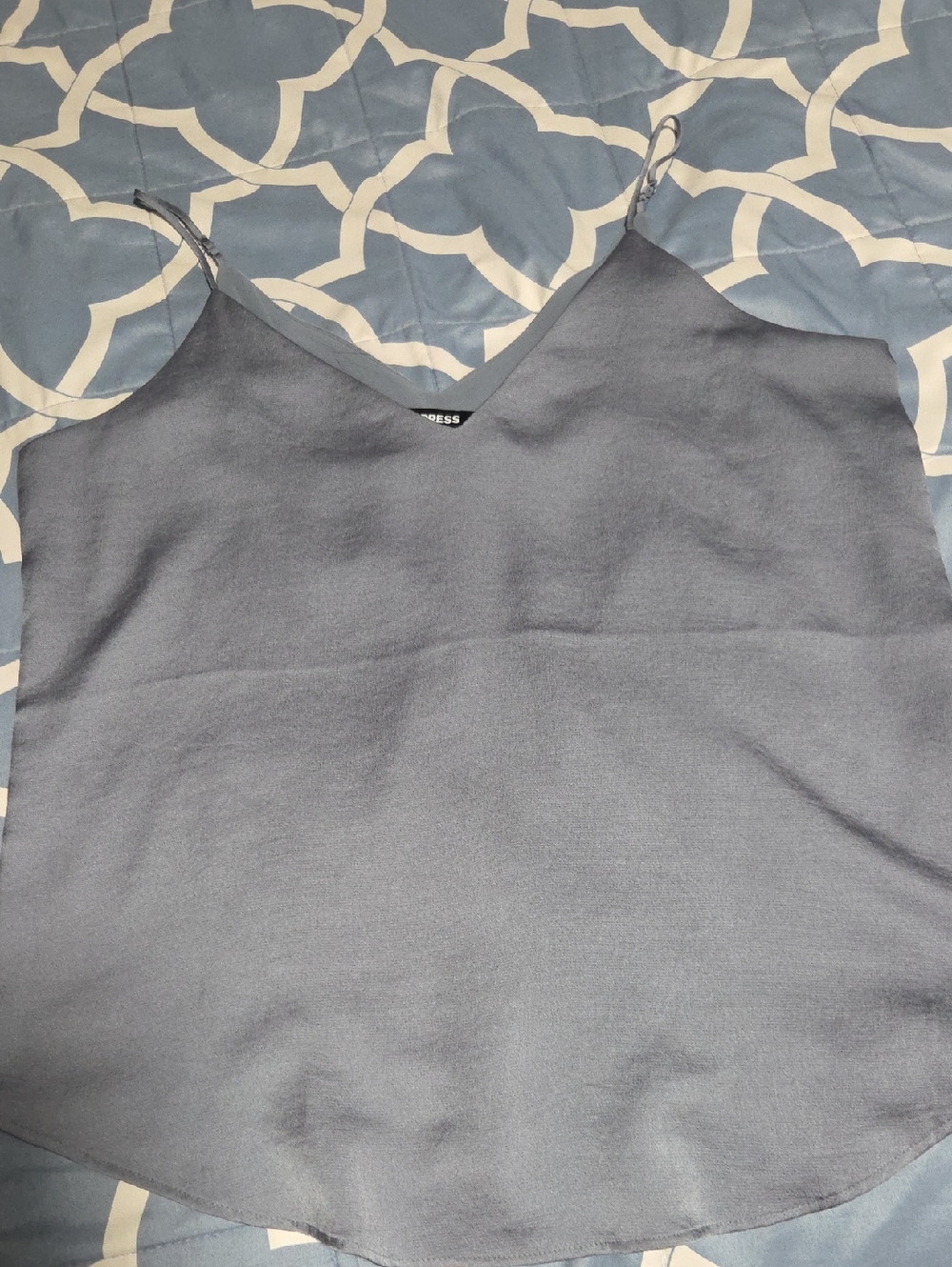 Express Slate Gray Satin V-Neck Cami